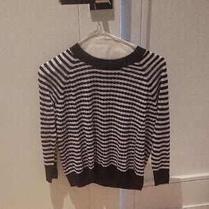 Olivaceous Navy and White Striped Sweater